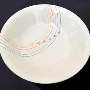 VTG HANKOOK Large 11.5" Serving Bowl  Rainbow stripe  RARE HTF  KOREA